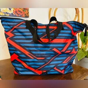 Under Armour Black, Red, and Blue Geometric On The Run Tote